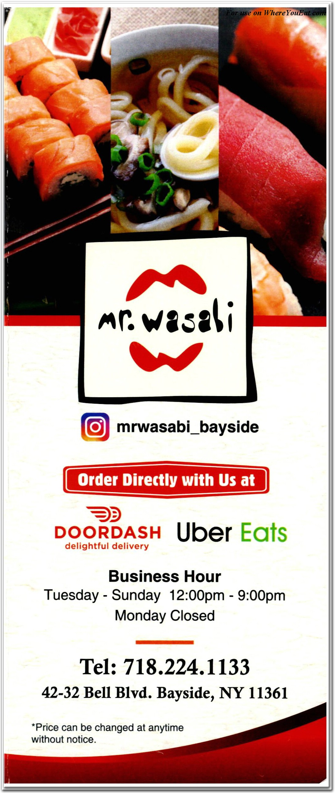 Mr. Wasabi Restaurant in Queens / Official Menus & Photos