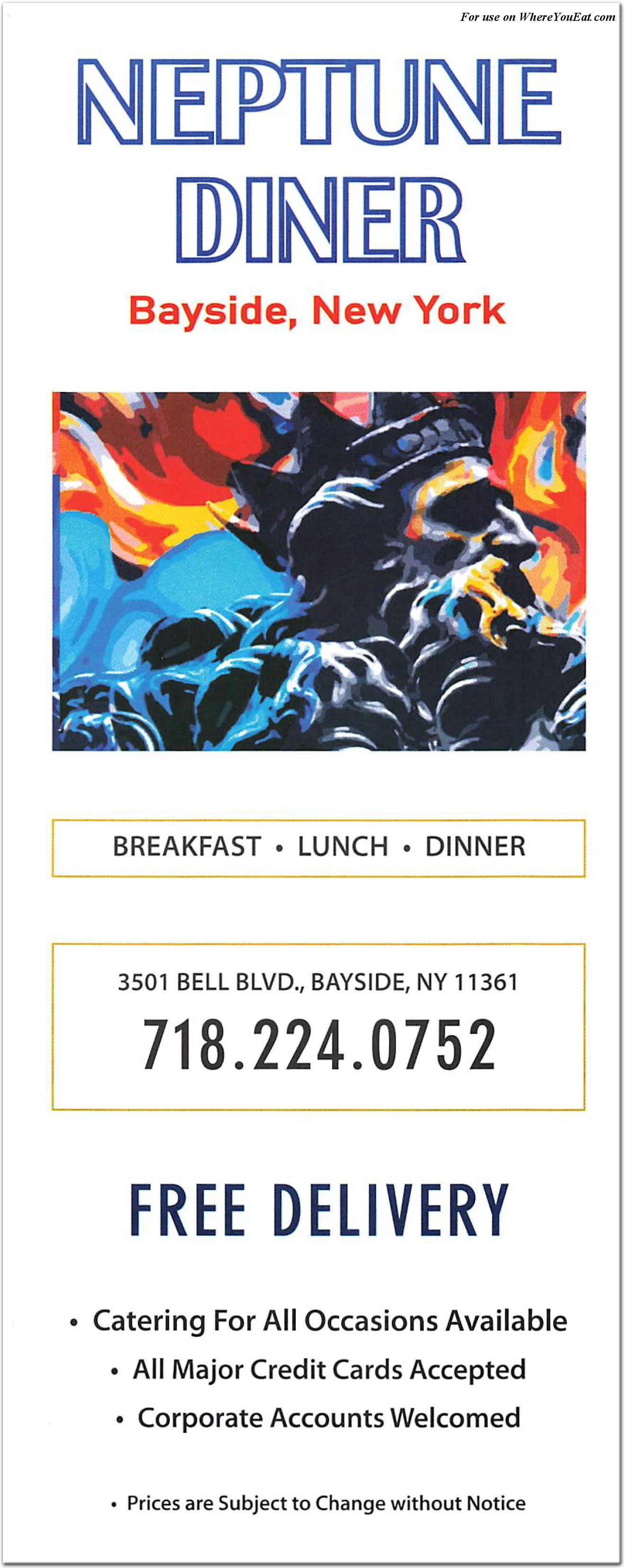 Neptune Diner Restaurant in Queens / Menus & Photos