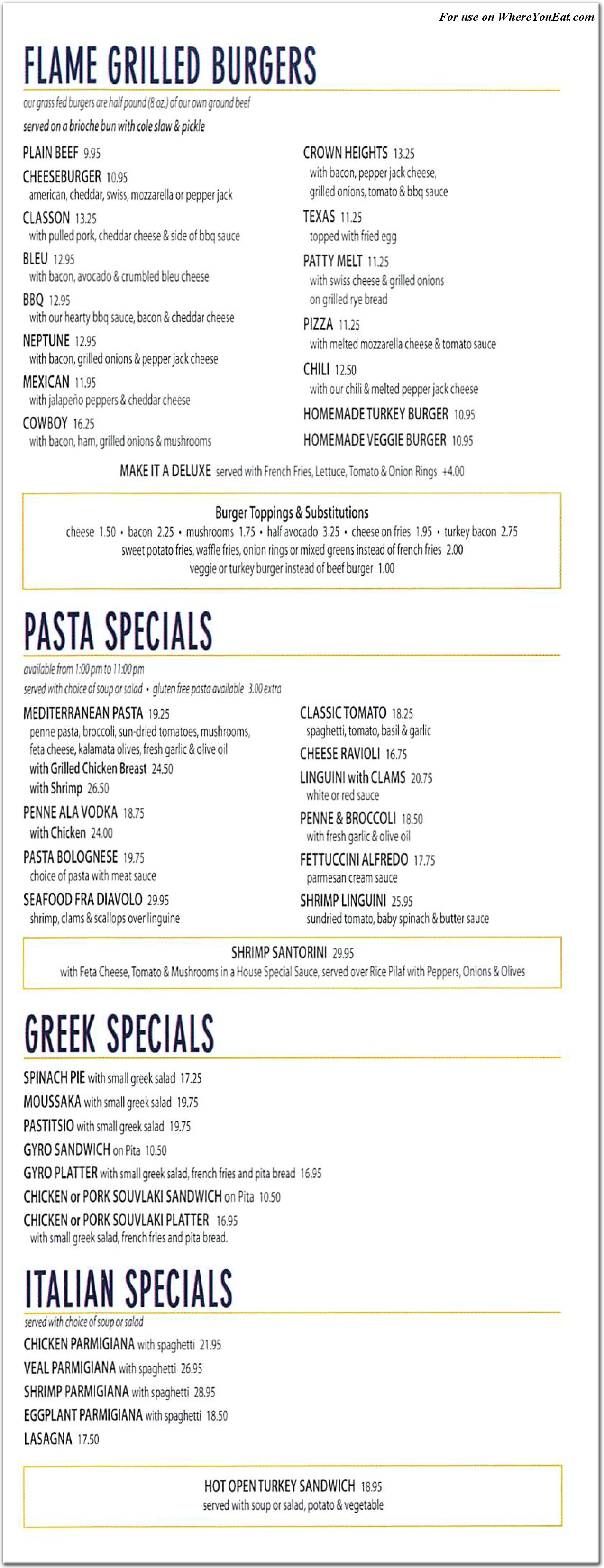 Neptune Diner Restaurant in Queens / Official Menus & Photos