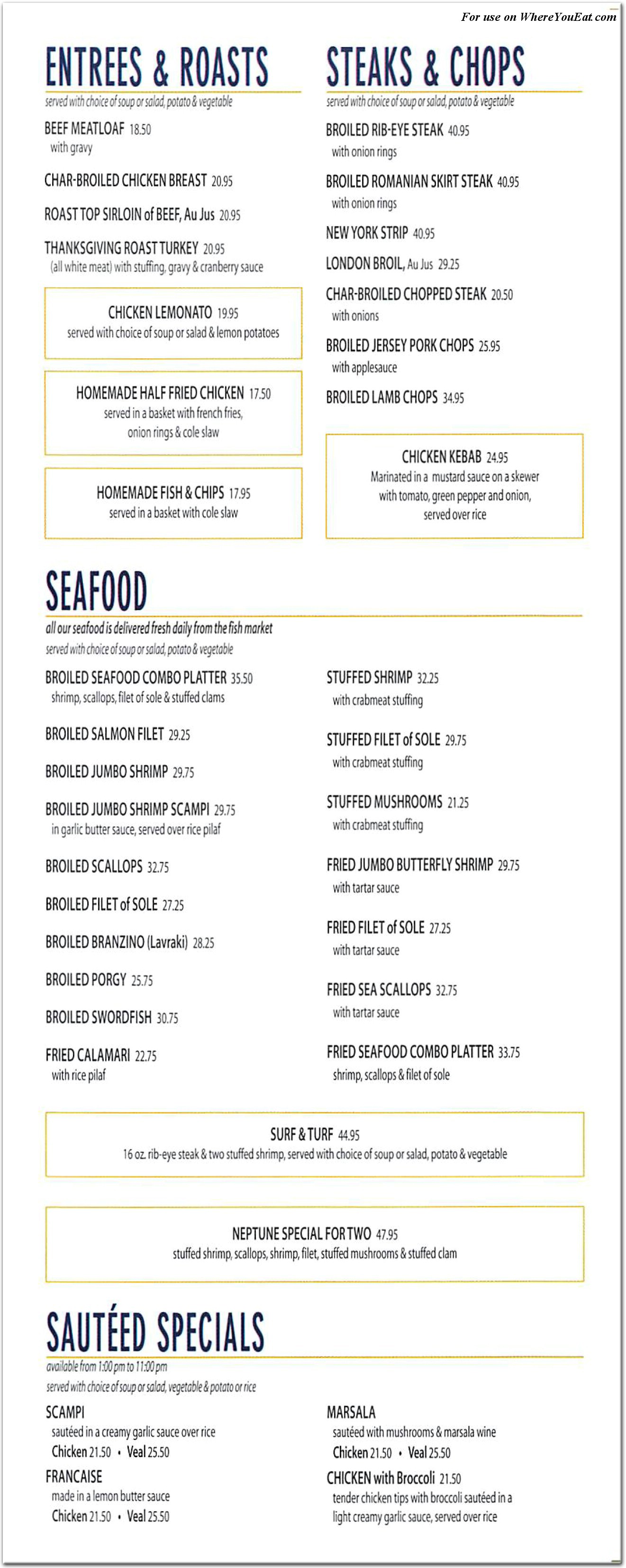 Neptune Diner Restaurant in Queens / Official Menus & Photos