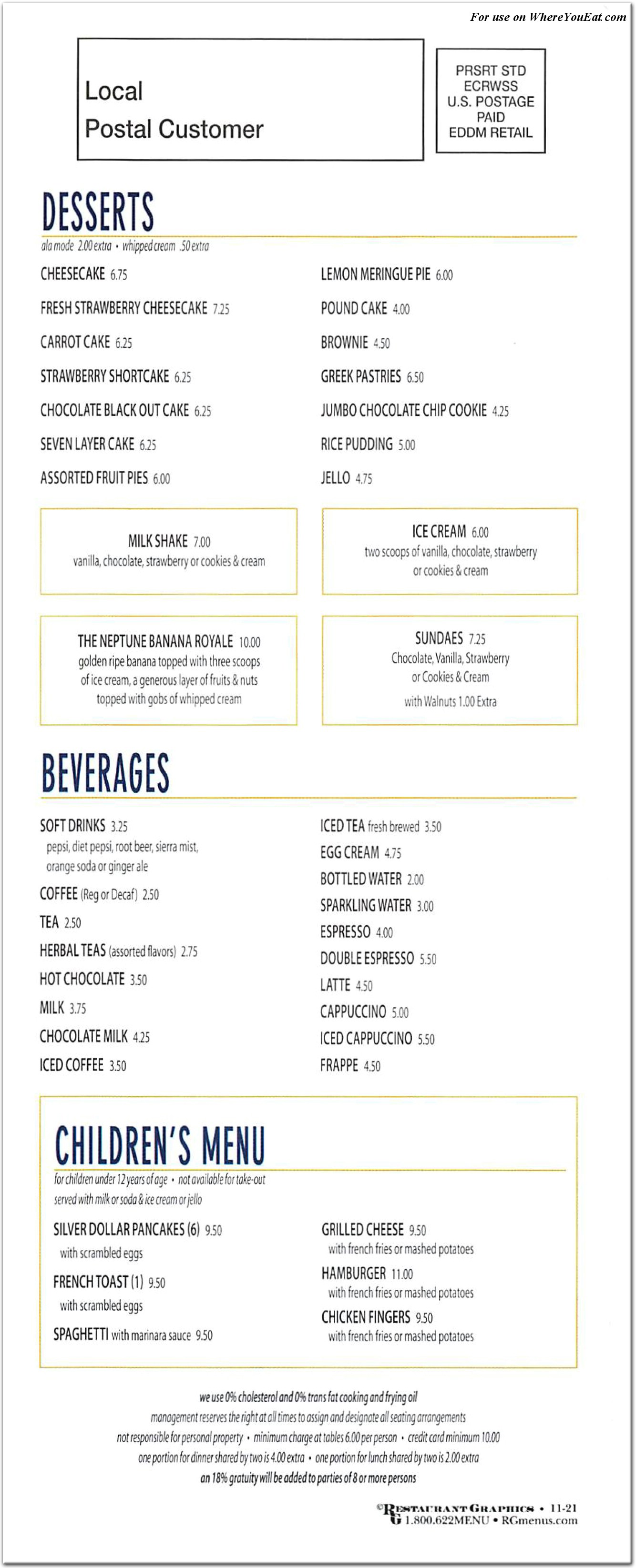 Neptune Diner Restaurant in Queens / Official Menus & Photos