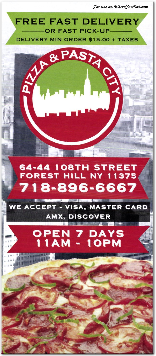 Pizza & Pasta City Restaurant in Queens / Menus & Photos