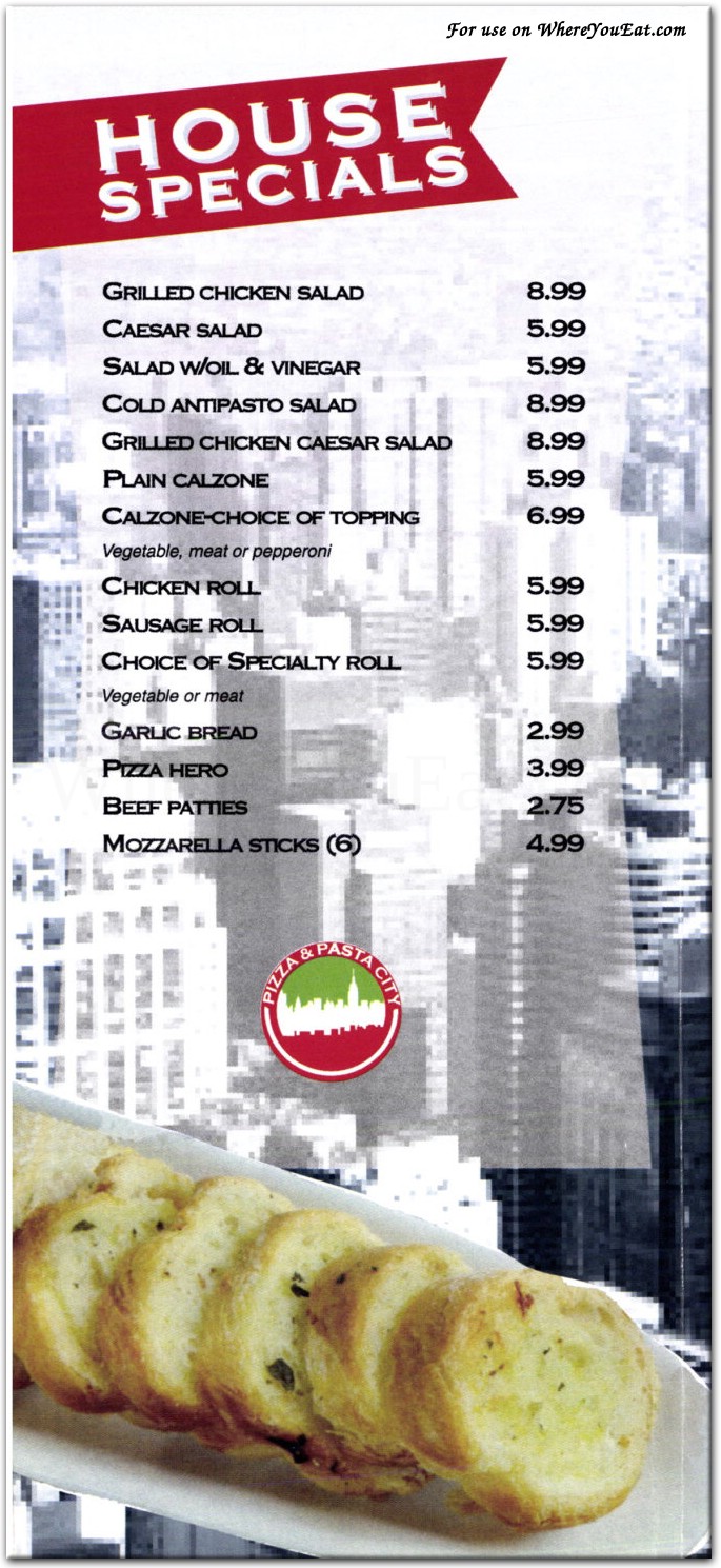 Pizza & Pasta City Restaurant in Queens / Menus & Photos