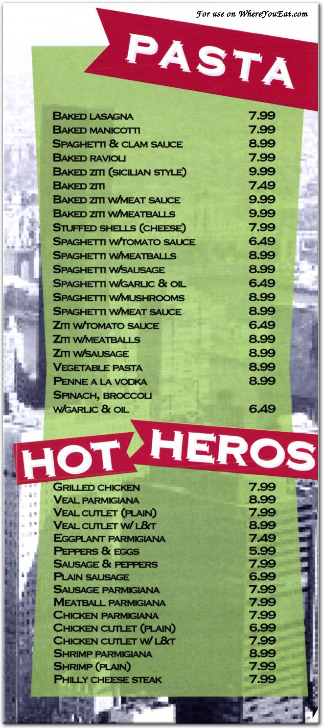 Pizza & Pasta City Restaurant in Queens / Menus & Photos