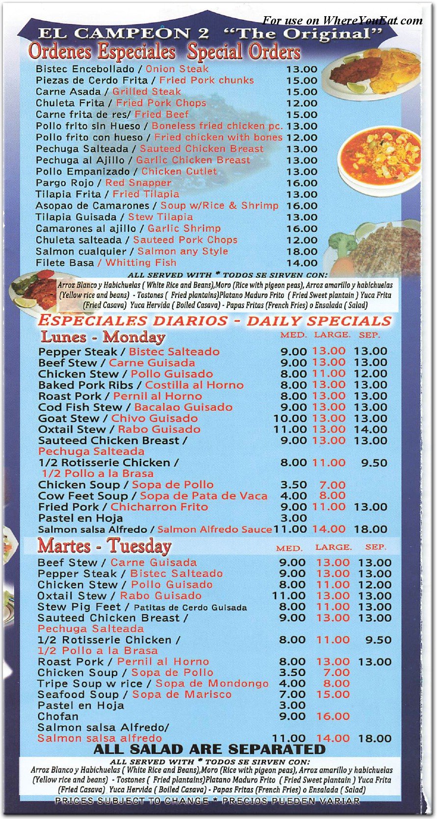 El Campeon De Los Pollos Restaurant in Queens / Menus & Photos