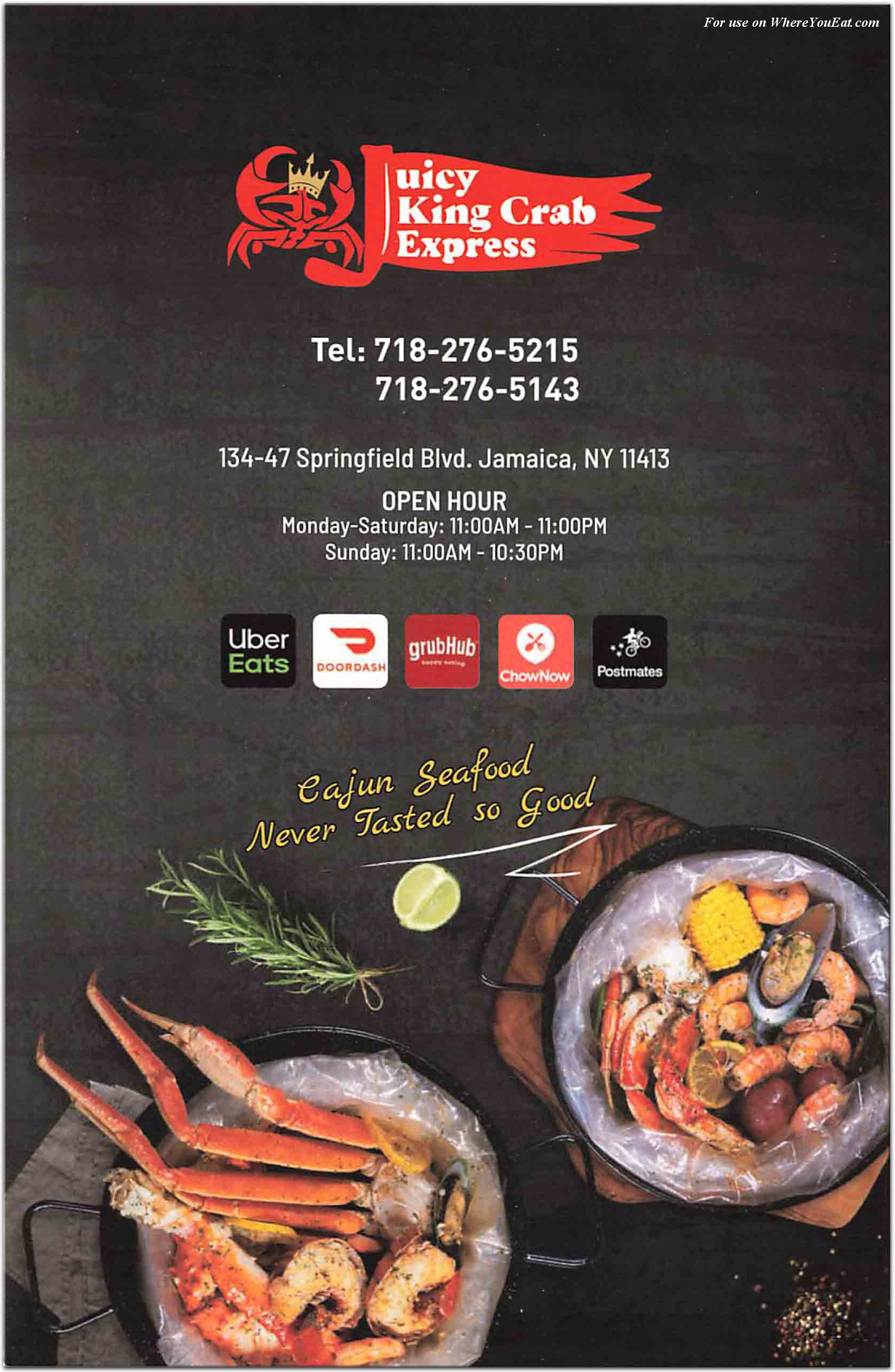 Juicy King Crab Express Restaurant in Queens / Menus & Photos
