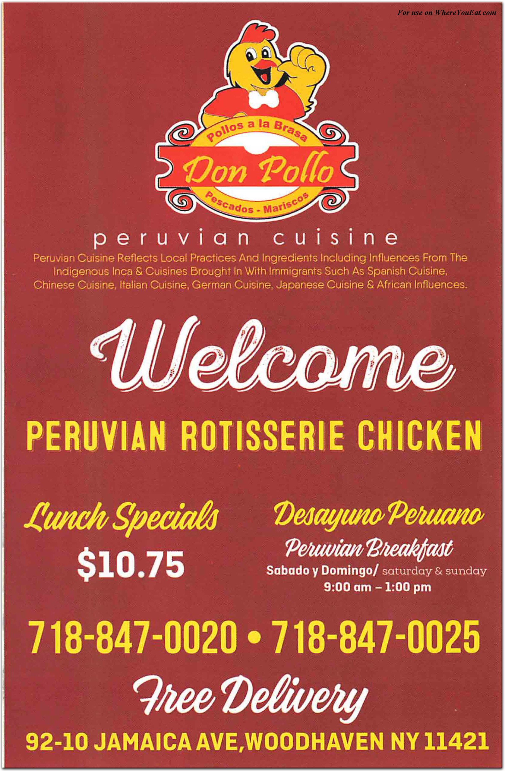 Don Pollo Restaurant in Queens / Menus & Photos