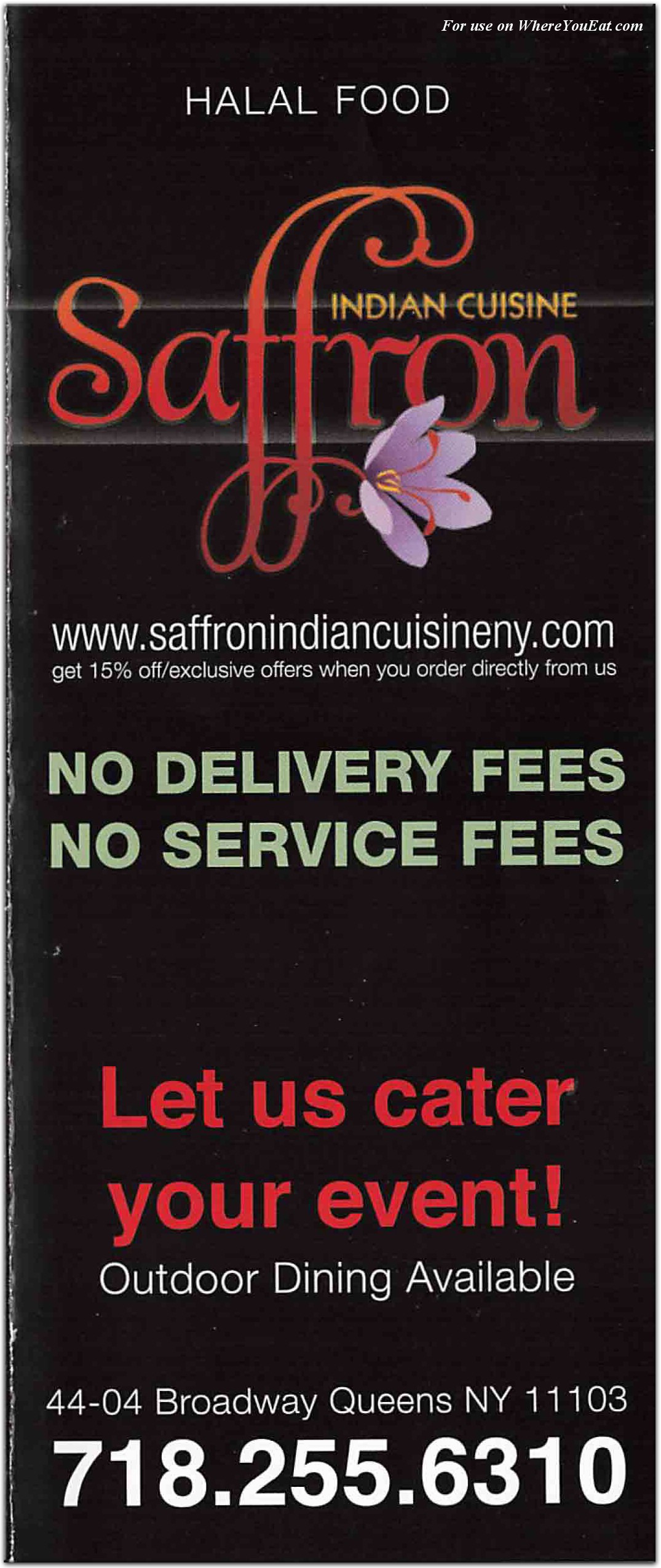 Saffron Indian Cuisine Restaurant in Queens / Menus & Photos