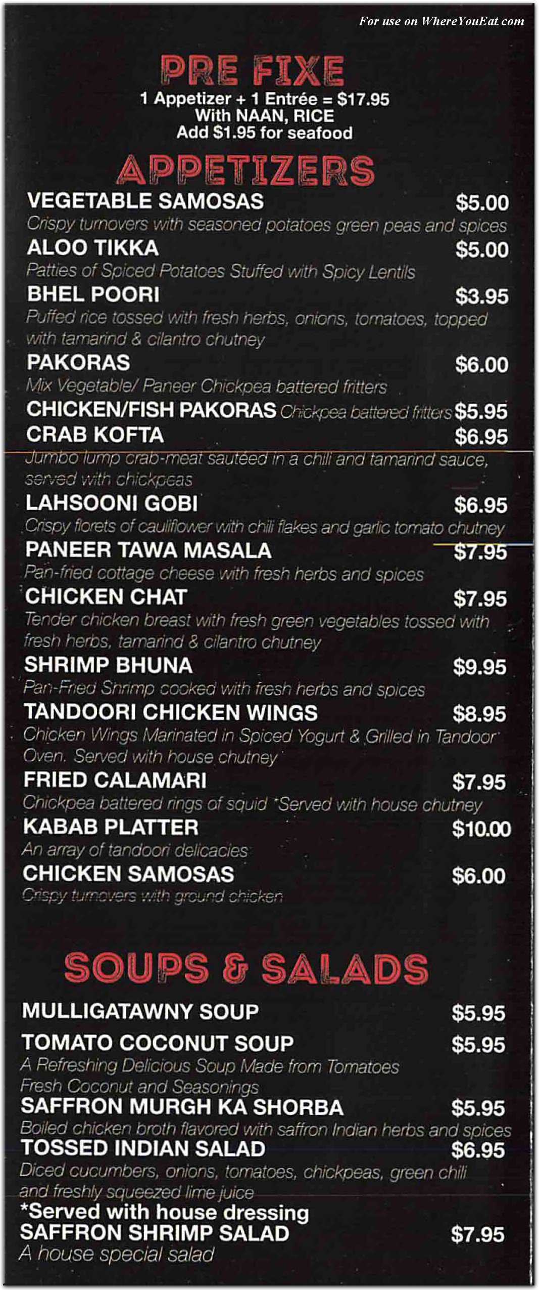 Saffron Indian Cuisine Restaurant in Queens / Official Menus & Photos