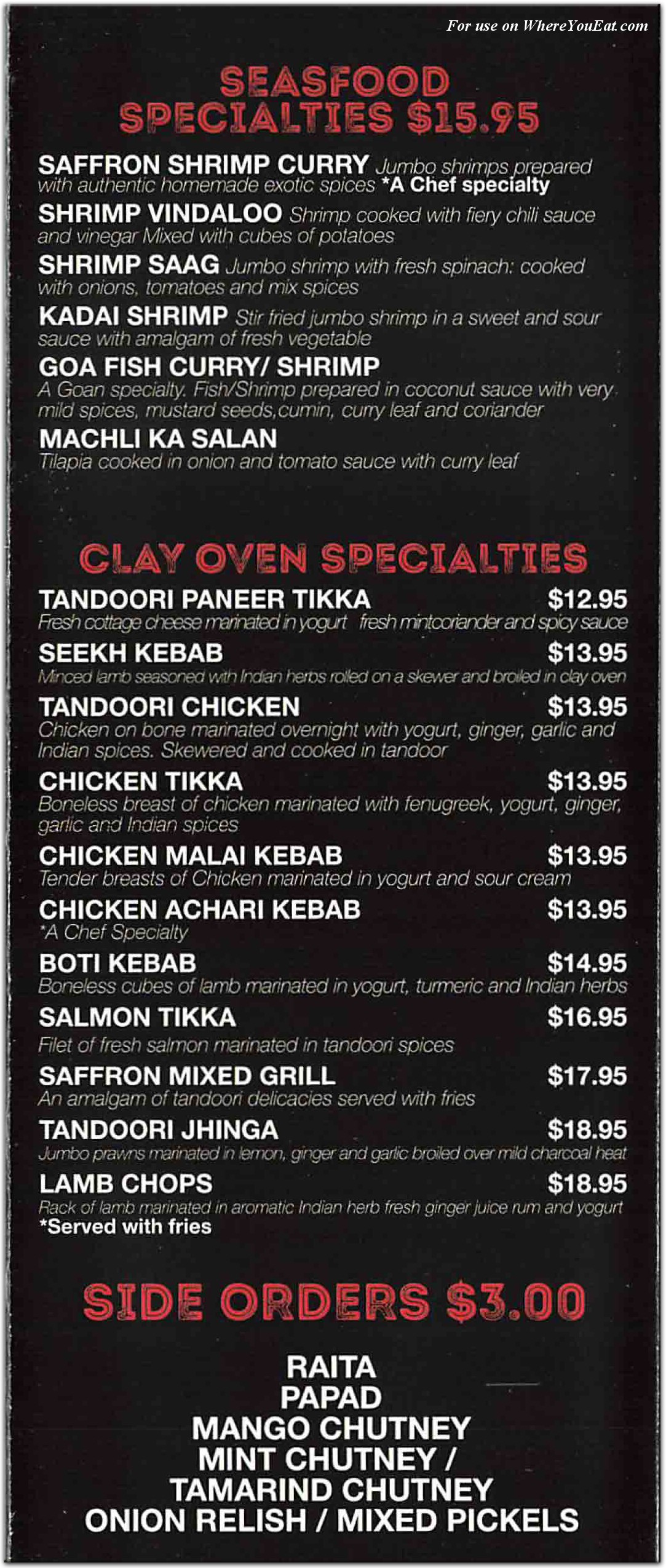 Saffron Indian Cuisine Restaurant in Queens / Official Menus & Photos