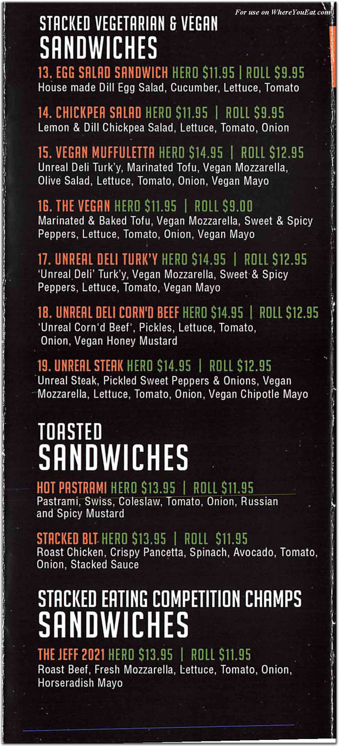 Stacked Sandwich Shop Restaurant in Queens / Menus & Photos