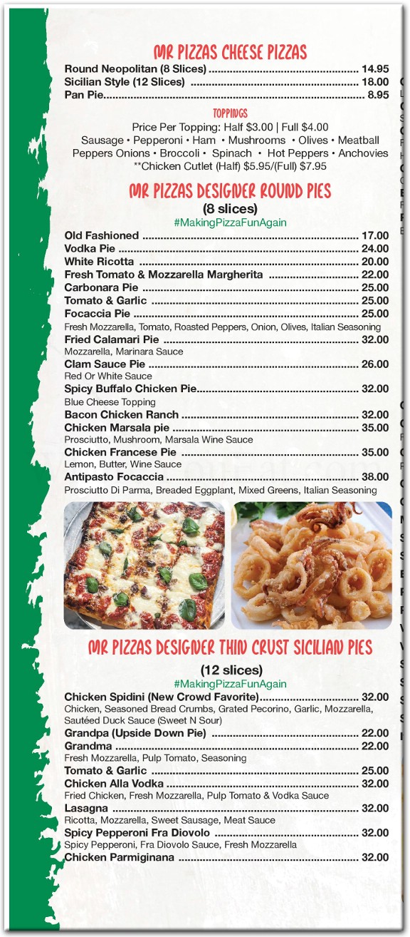 Mr Pizza's Pasta House Restaurant in Staten Island / Official Menus
