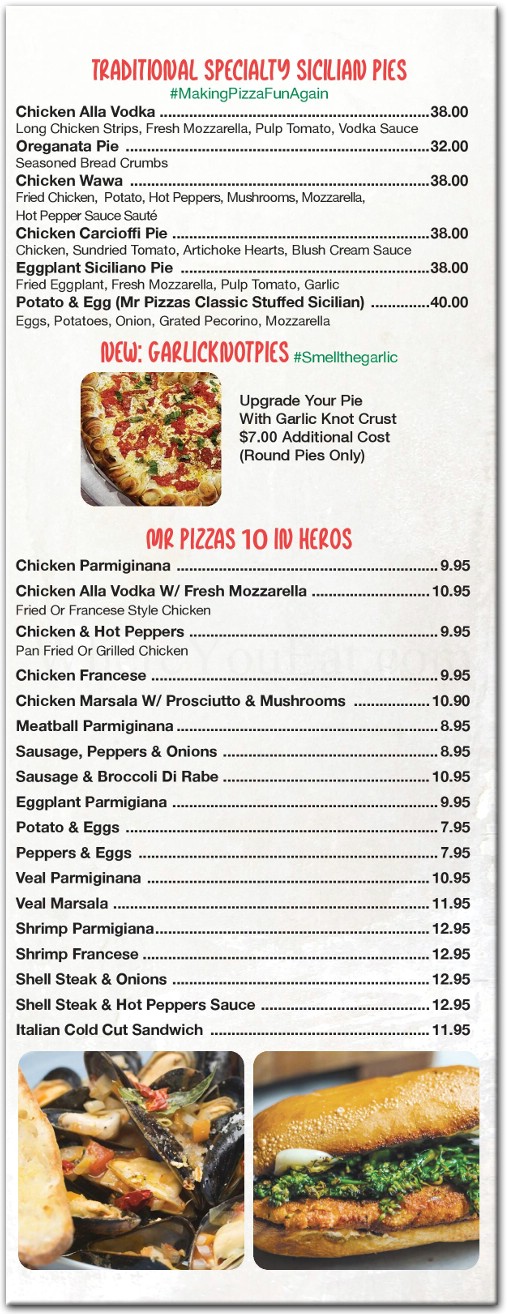 Mr Pizza's Pasta House Restaurant in Staten Island / Official Menus
