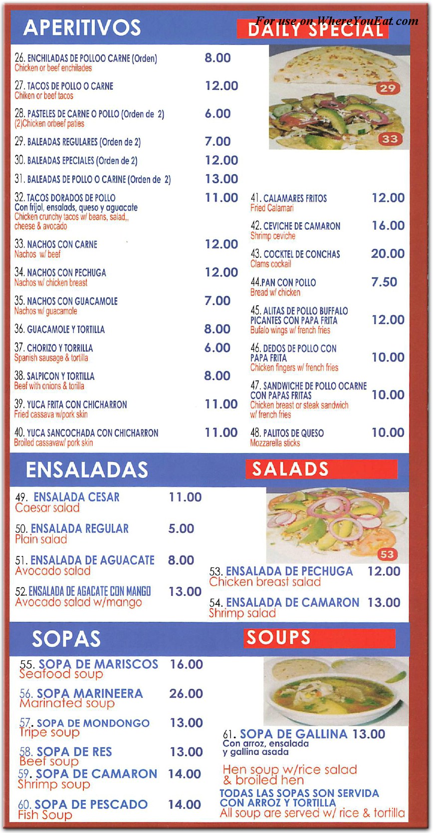 El Encanto Centro Americano Restaurant in Queens / Menus & Photos