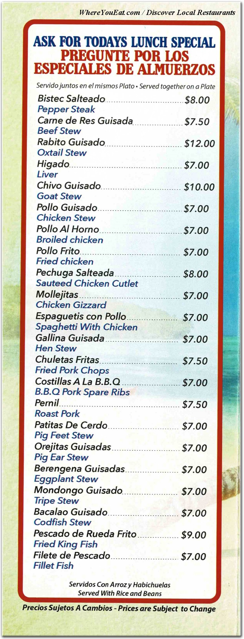 menu image