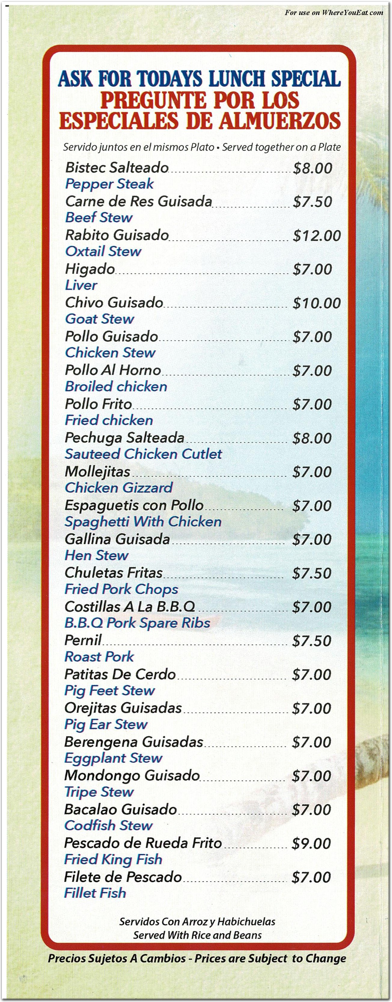 Mi Quisqueya Restaurant in New Jersey / Menus & Photos