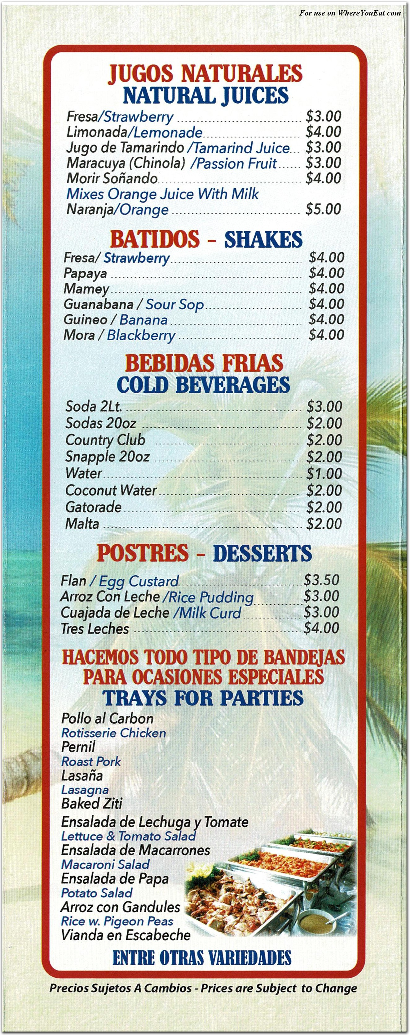 Mi Quisqueya Restaurant in New Jersey / Menus & Photos