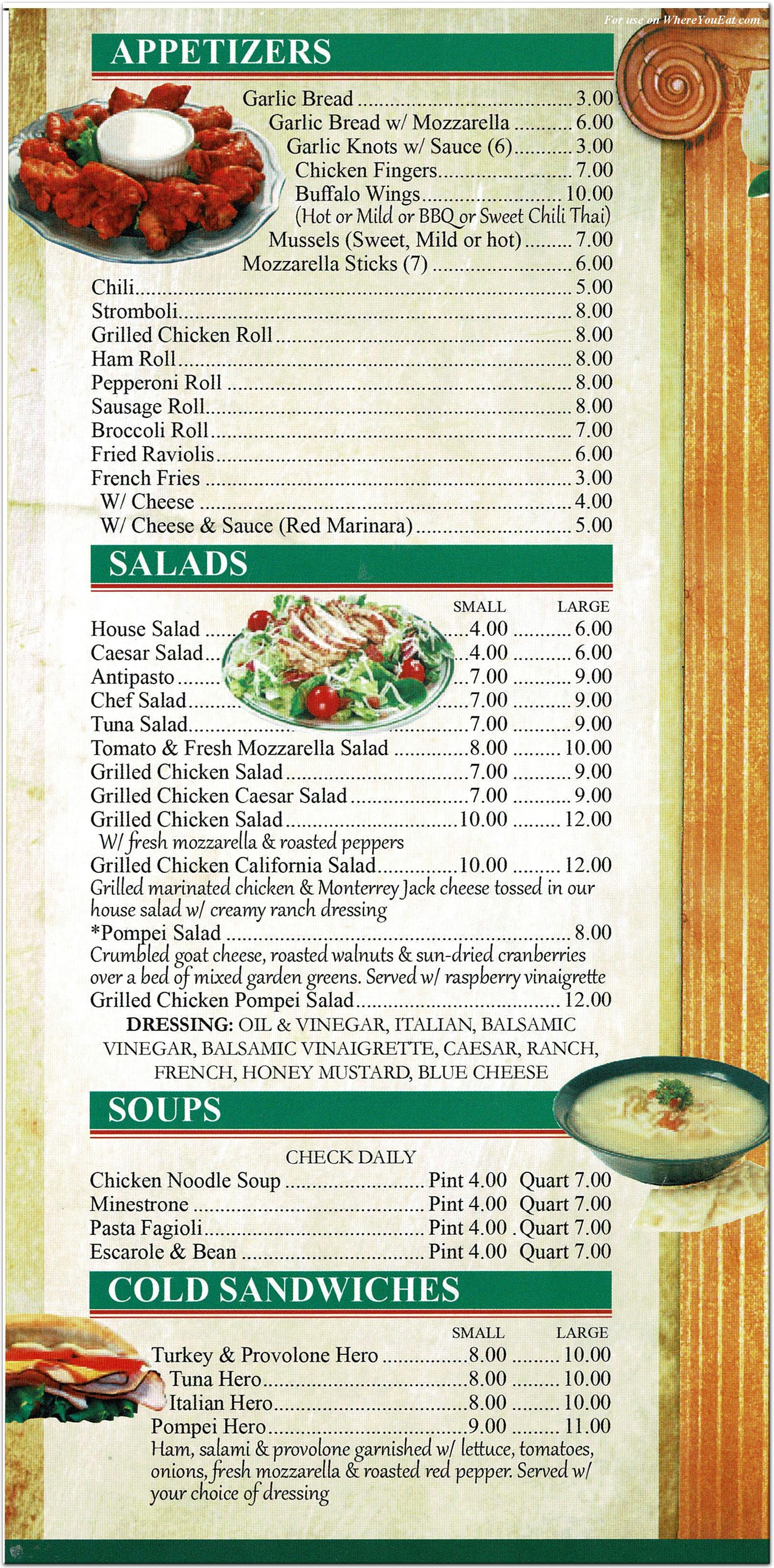 Pompei Pizza Restaurant in New Jersey / Menus & Photos