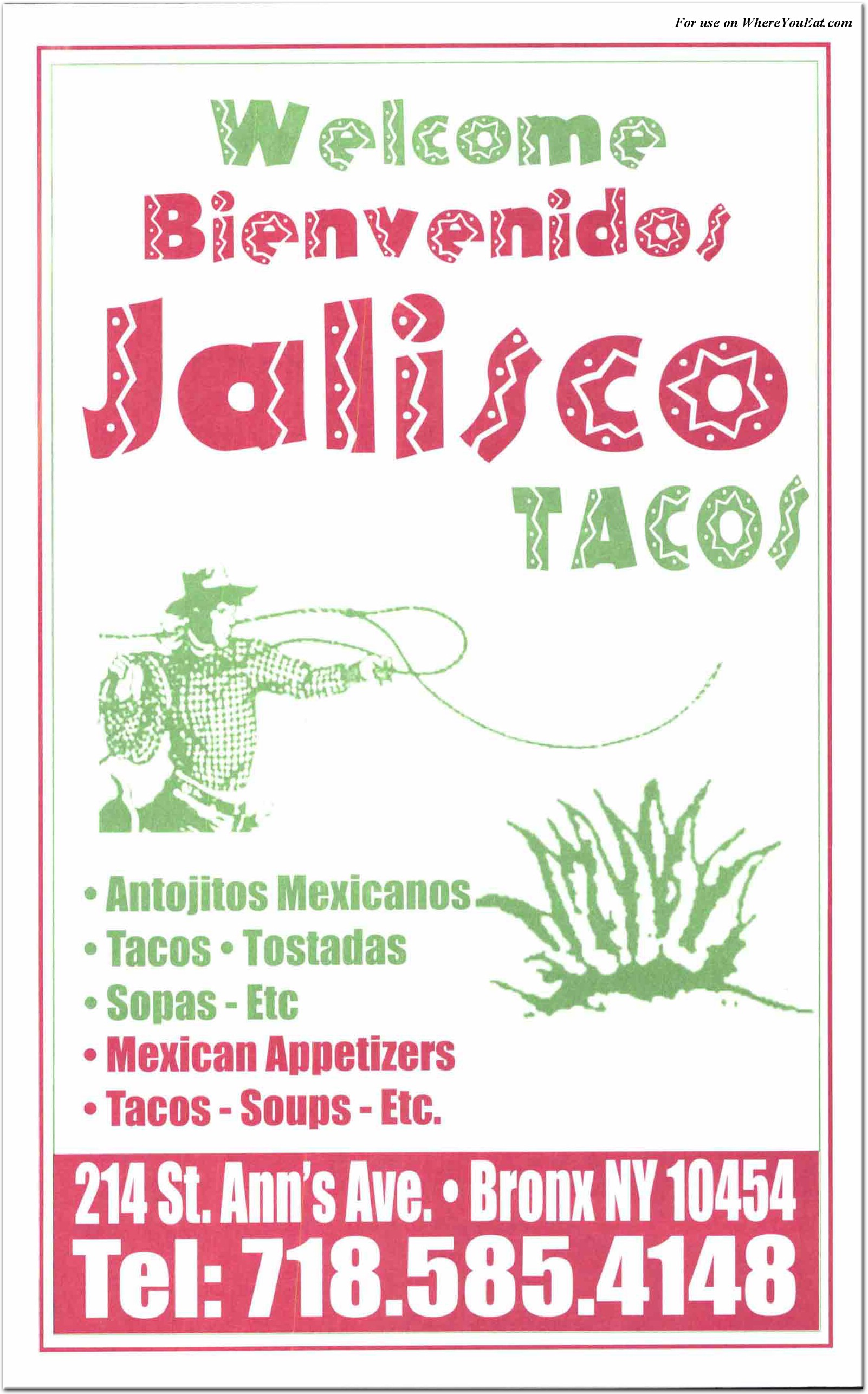 Jalisco Tacos Restaurant in The Bronx / Menus & Photos