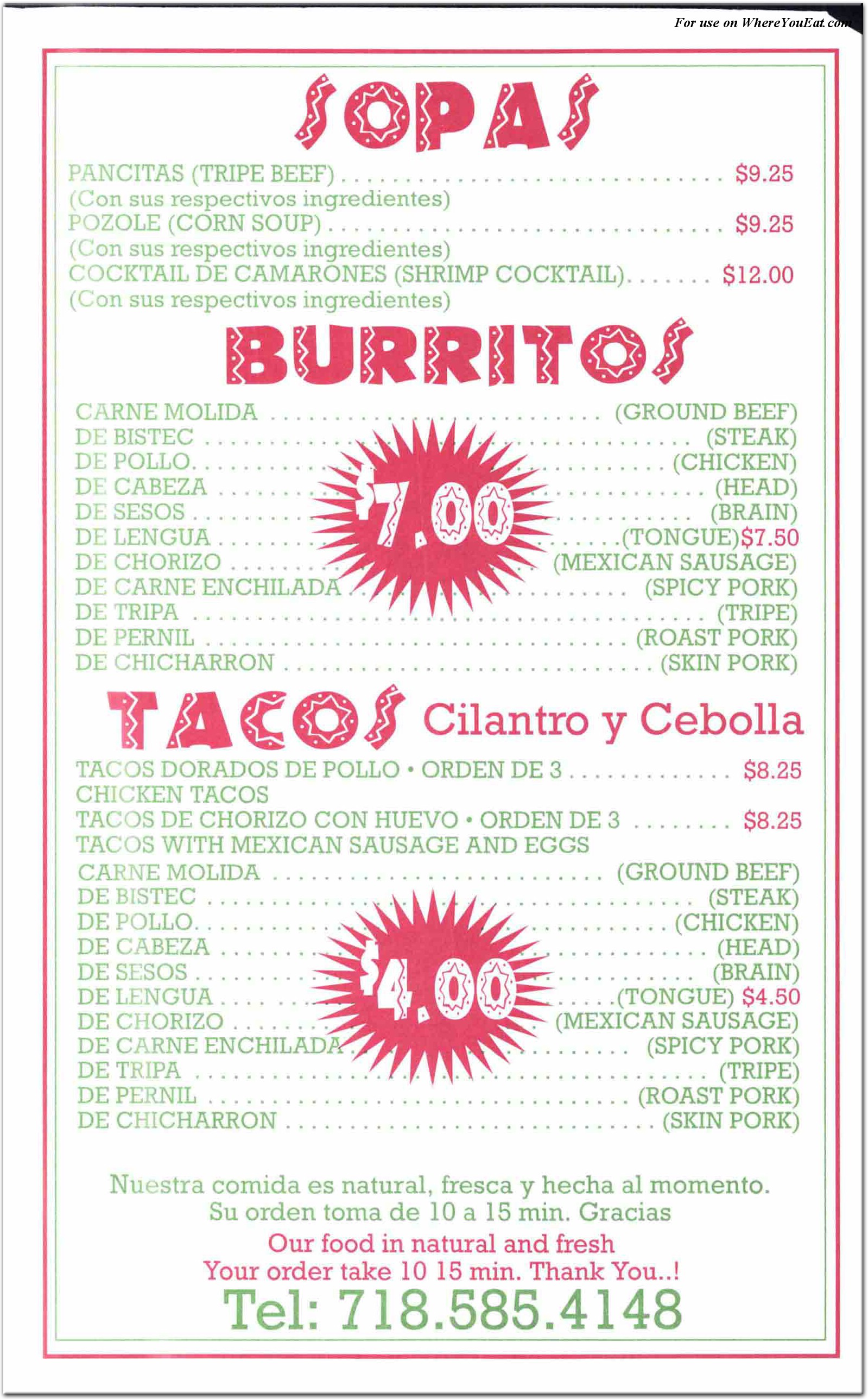 Jalisco Tacos Restaurant in The Bronx / Menus & Photos