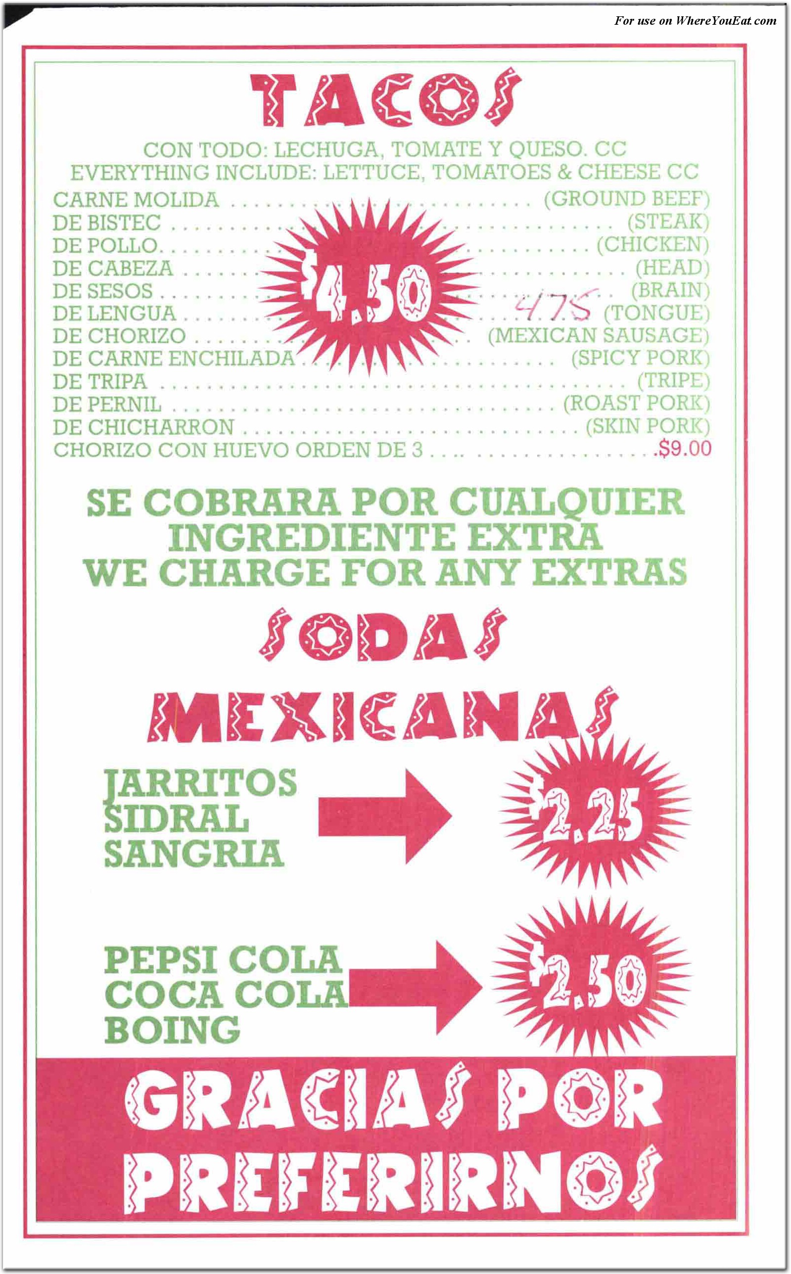 Jalisco Tacos Restaurant in The Bronx / Menus & Photos