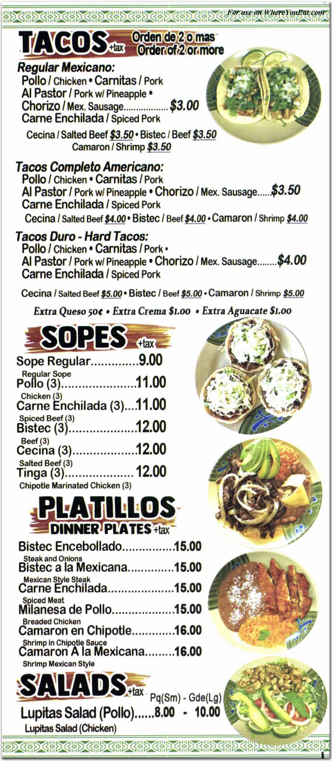 Lupita's Mexican Food Restaurant In The Bronx   Menus & Photos