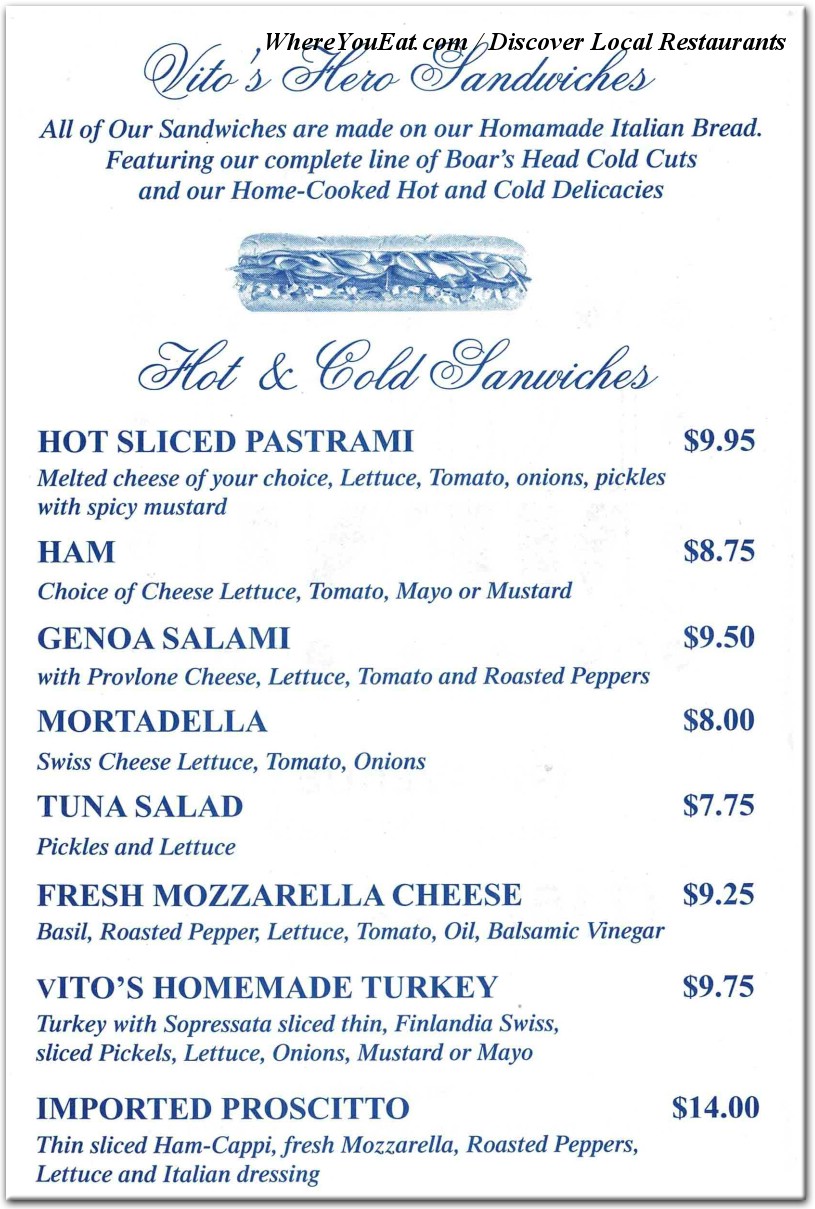 Vito's Bakery Restaurant in Brooklyn / Menus & Photos