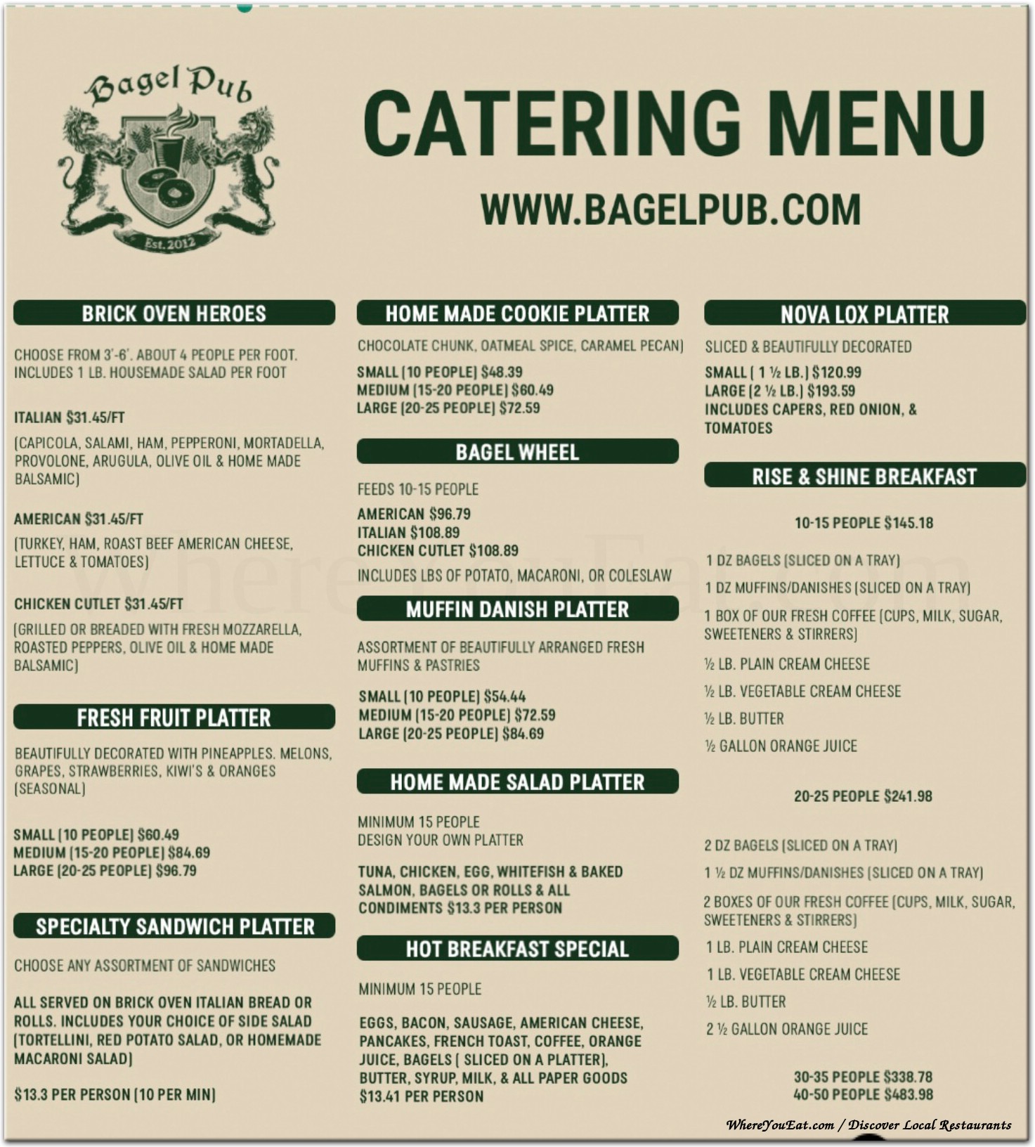 Bagel Pub Restaurant in Brooklyn / Menus & Photos