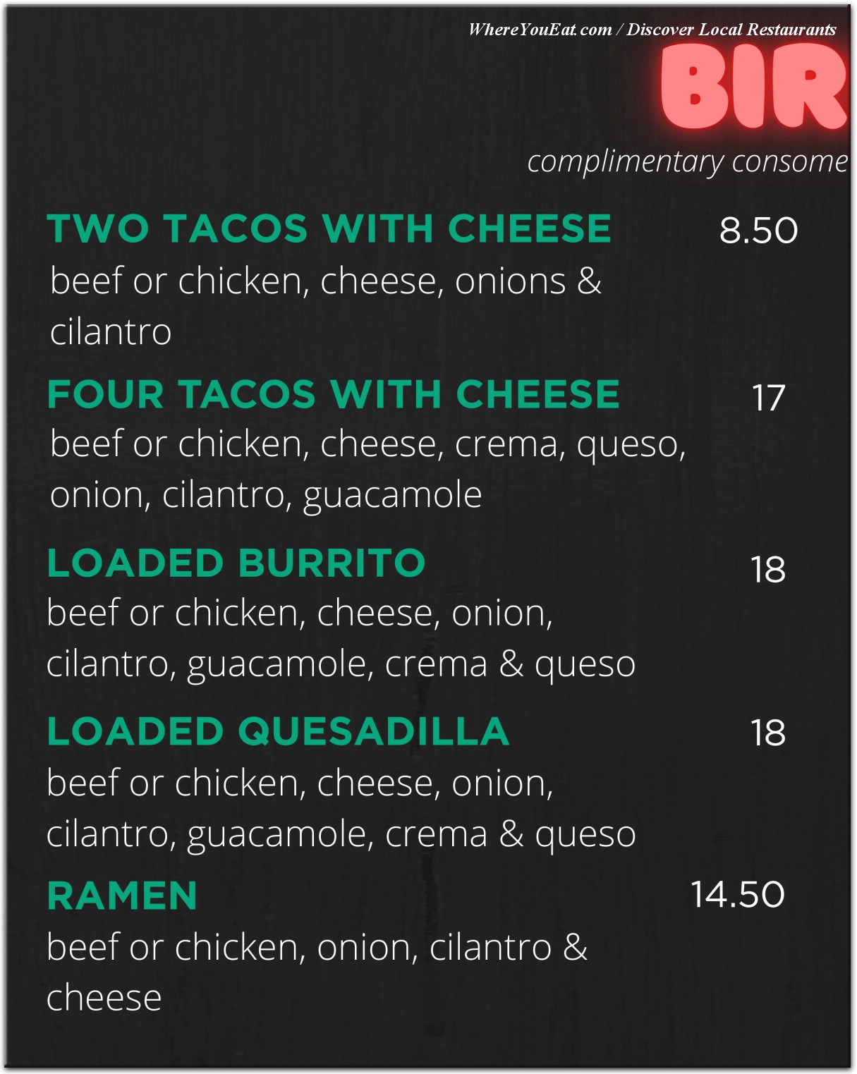 menu image