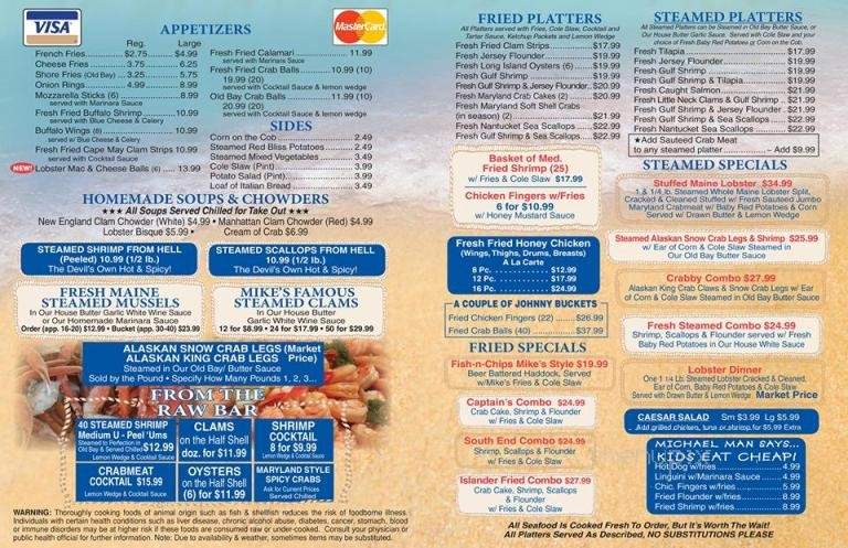 Mike's Seafood Restaurant in South Jersey / Menus & Photos