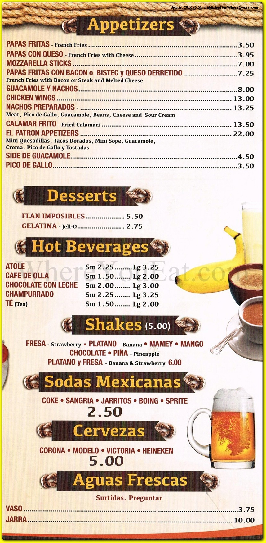 El Patron Bay Street Restaurant In Staten Island Official Menus Photos