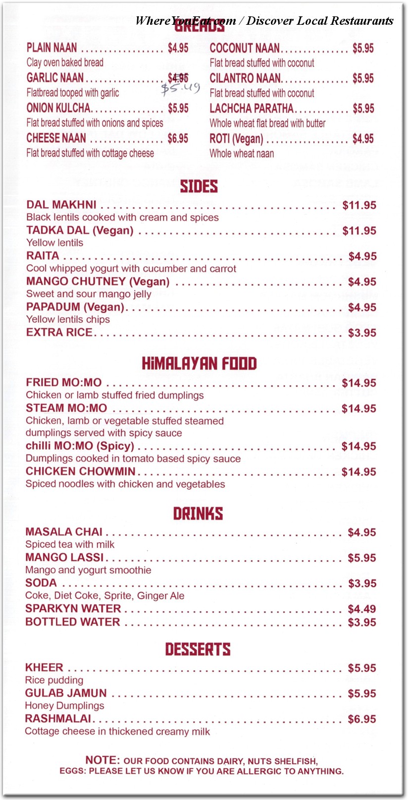 menu image