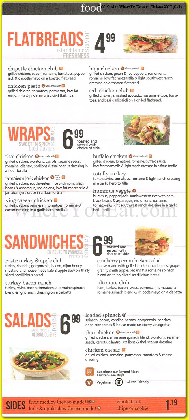 Tropical Smoothie Cafe Restaurant In Staten Island Official Menus 