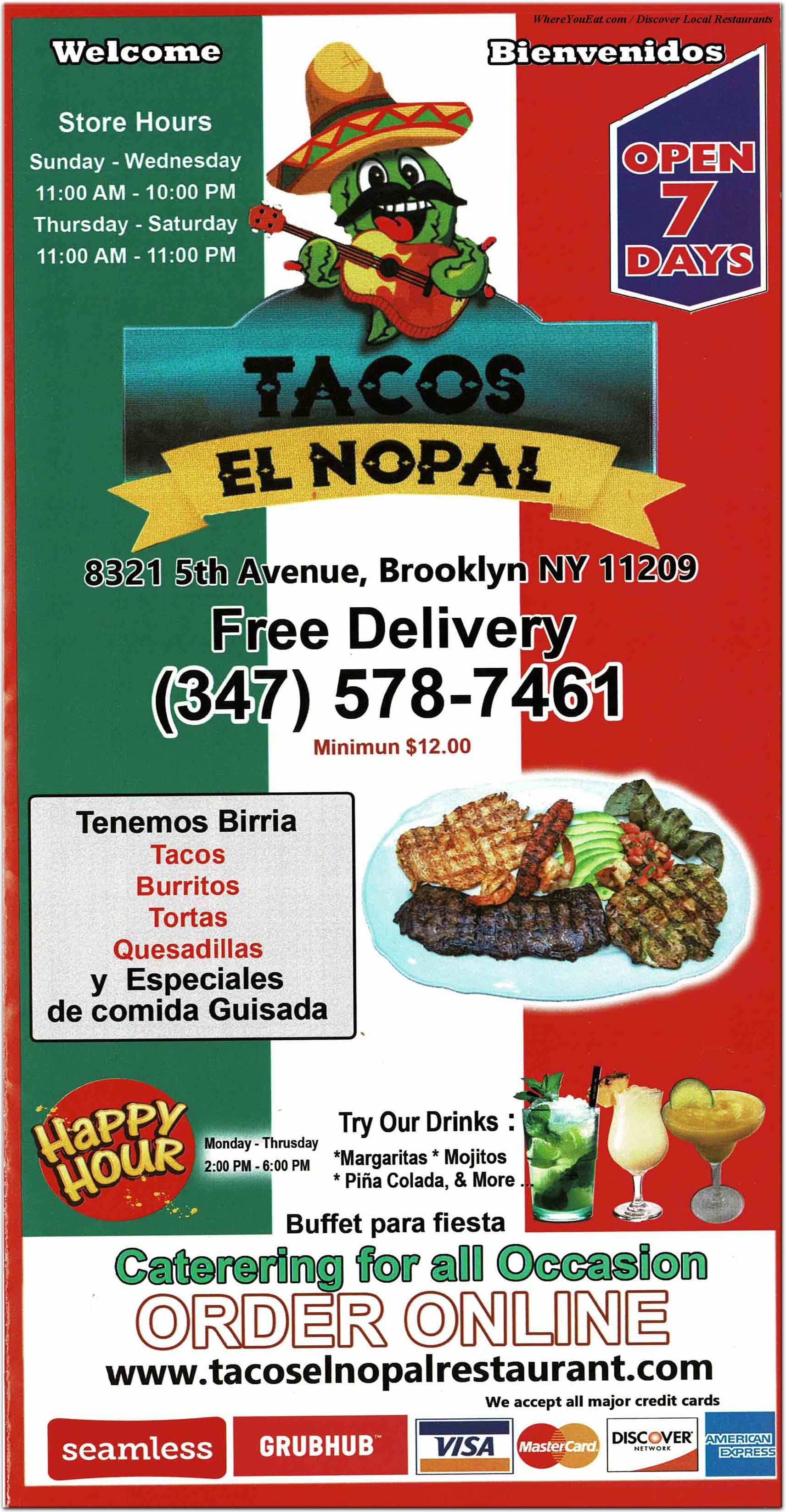 Tacos El Nopal Restaurant in Brooklyn / Menus & Photos
