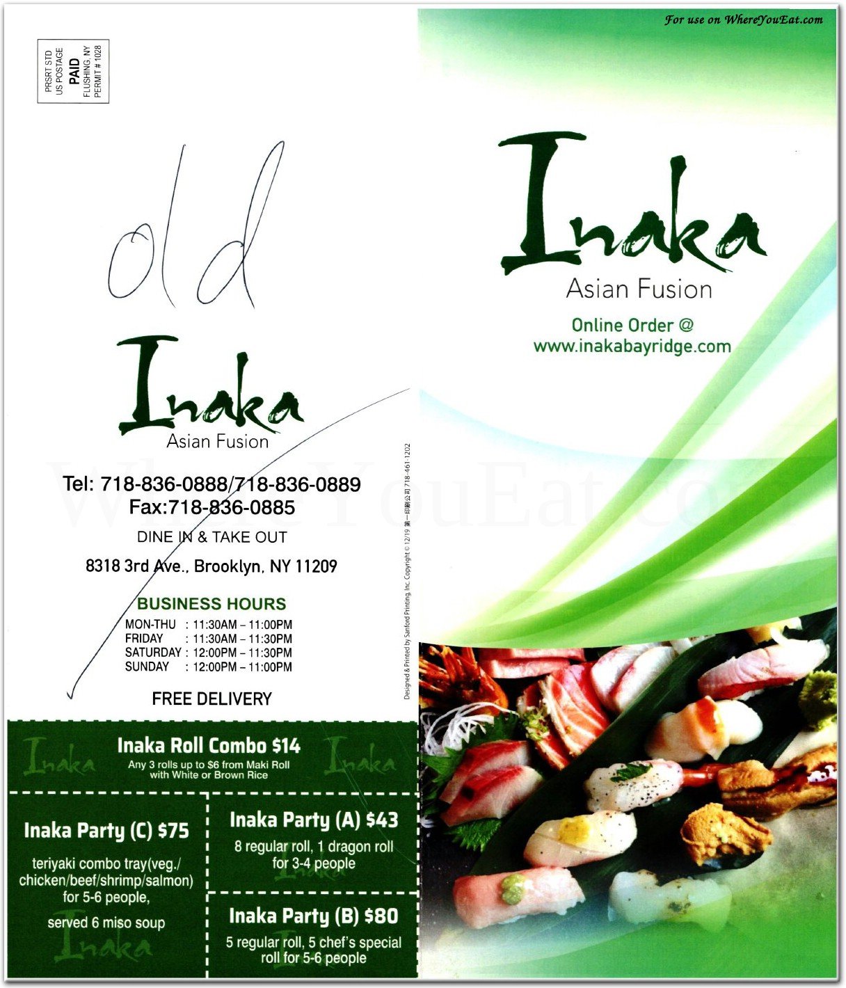 Inaka Sushi Restaurant in Brooklyn / Official Menus & Photos
