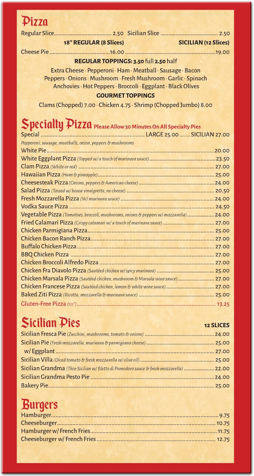 Gino's Pizzeria Restaurant in Staten Island / Menus & Photos