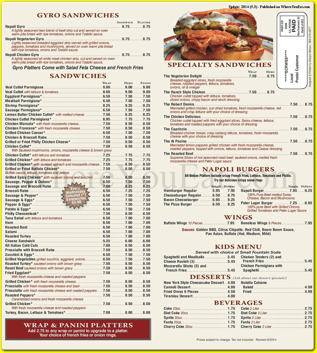 Napoli Pizza Restaurant In Staten Island Official Menus Photos