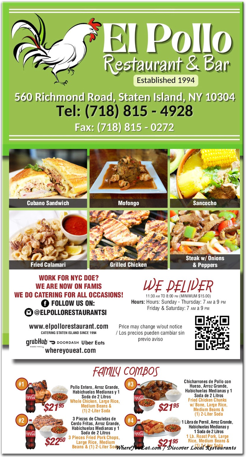 El Pollo Restaurant & Bar Restaurant in Staten Island / Official Menus