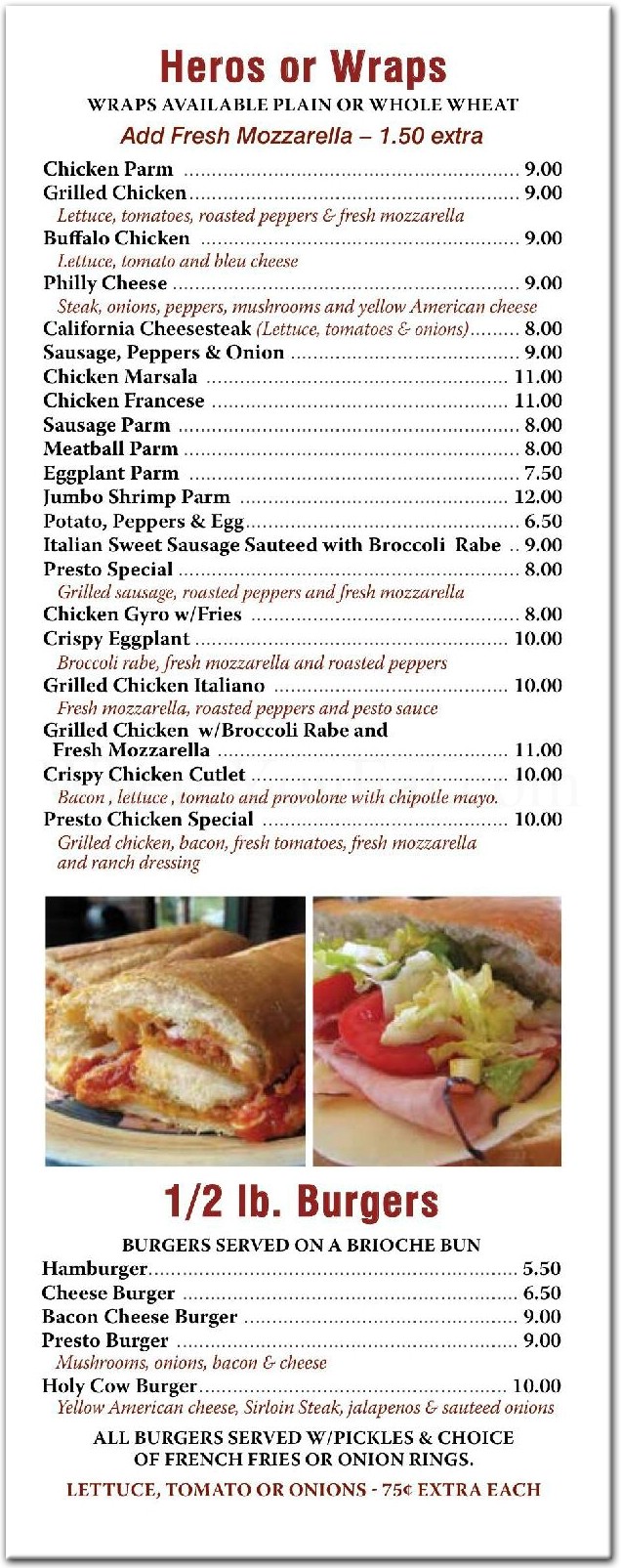Presto Pizza Restaurant in Staten Island / Menus & Photos