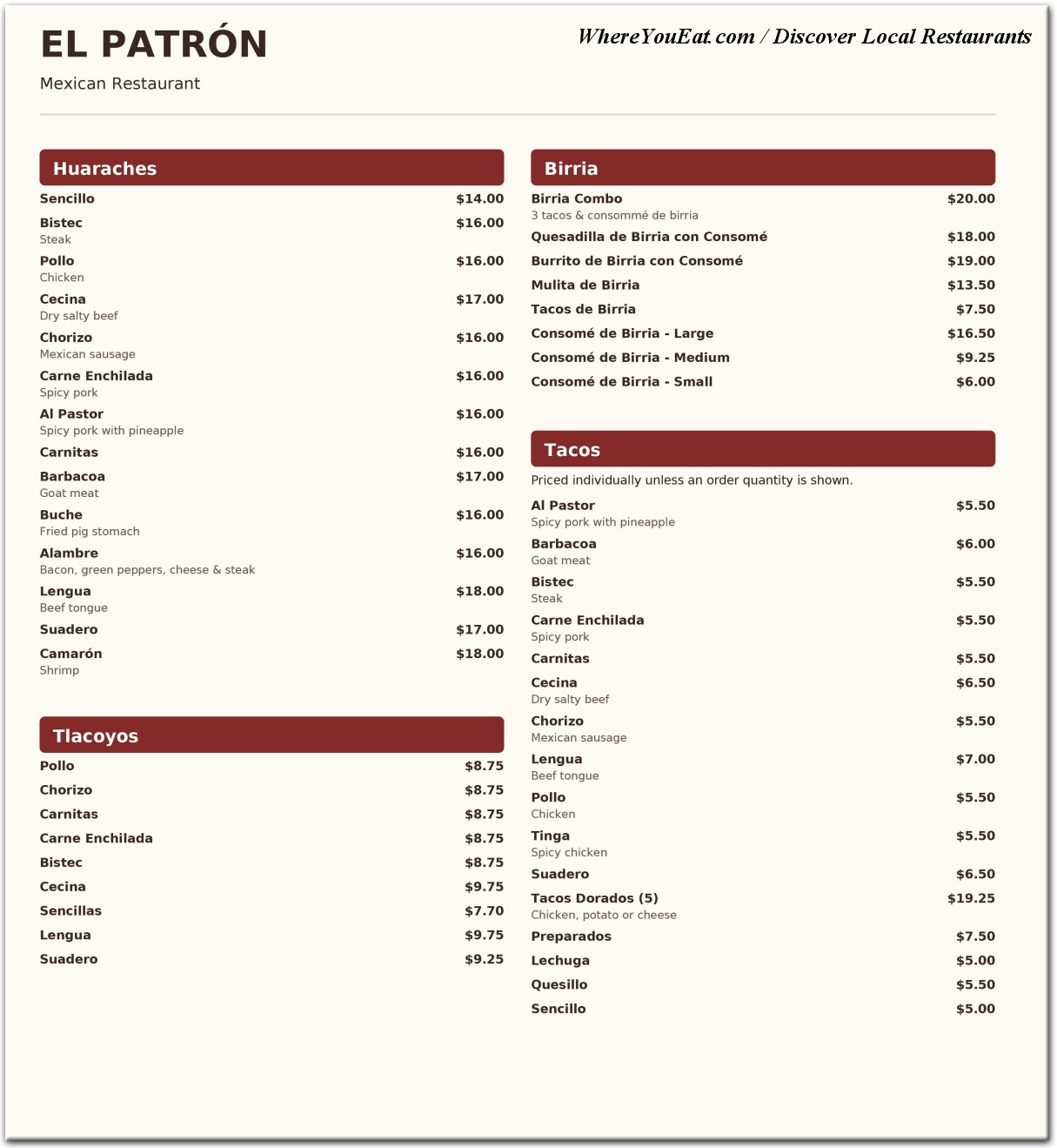 menu image