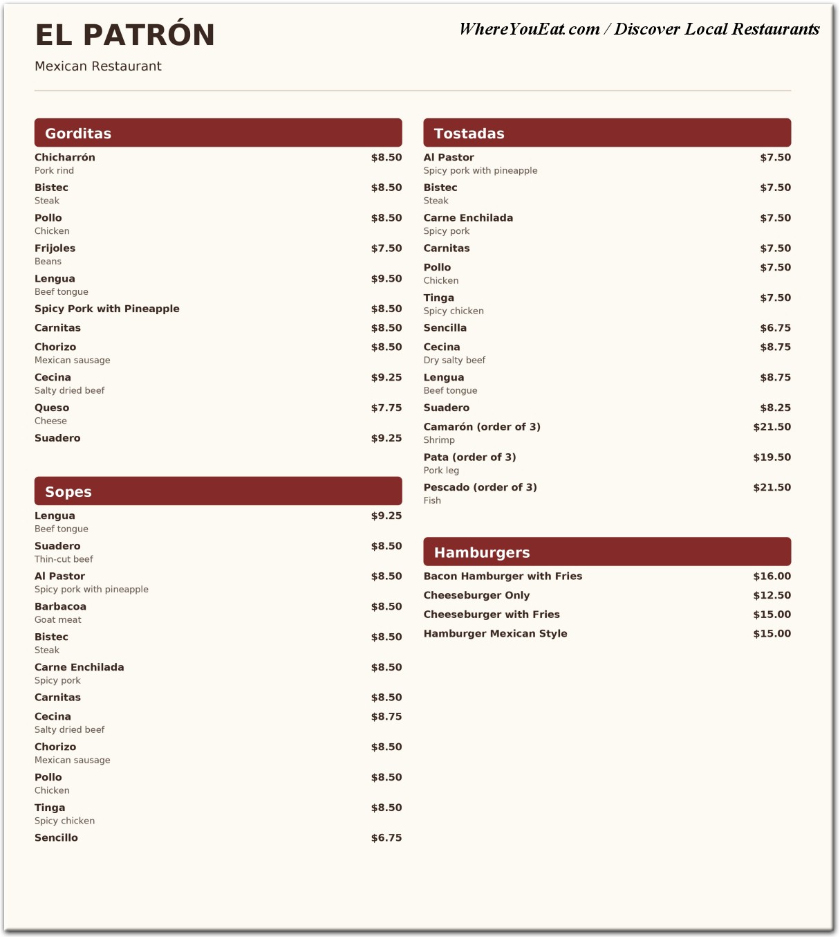 menu image